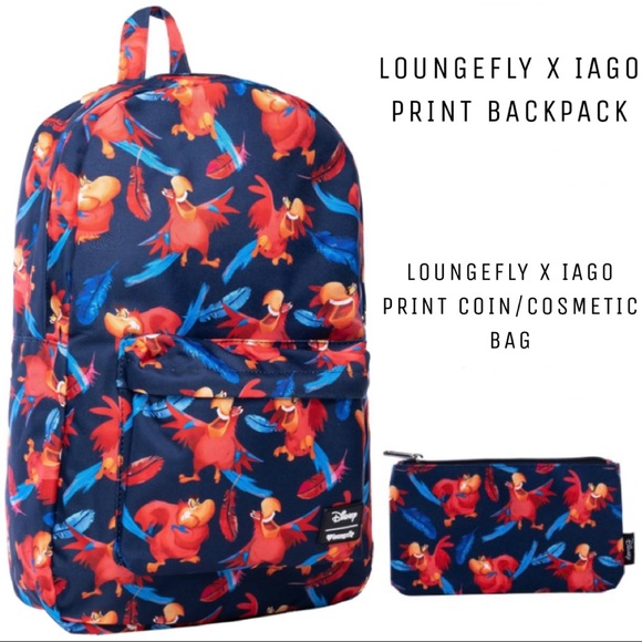LOUNGEFLY DISNEY ALADDIN Iago BACKPACK & BAG SET!